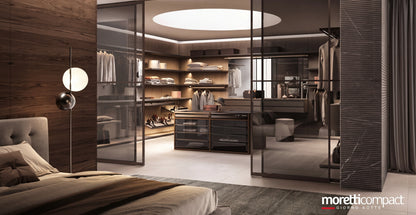 Rack Cabins Gemini Walk-in Closet with Central Island and Sliding Portal G224