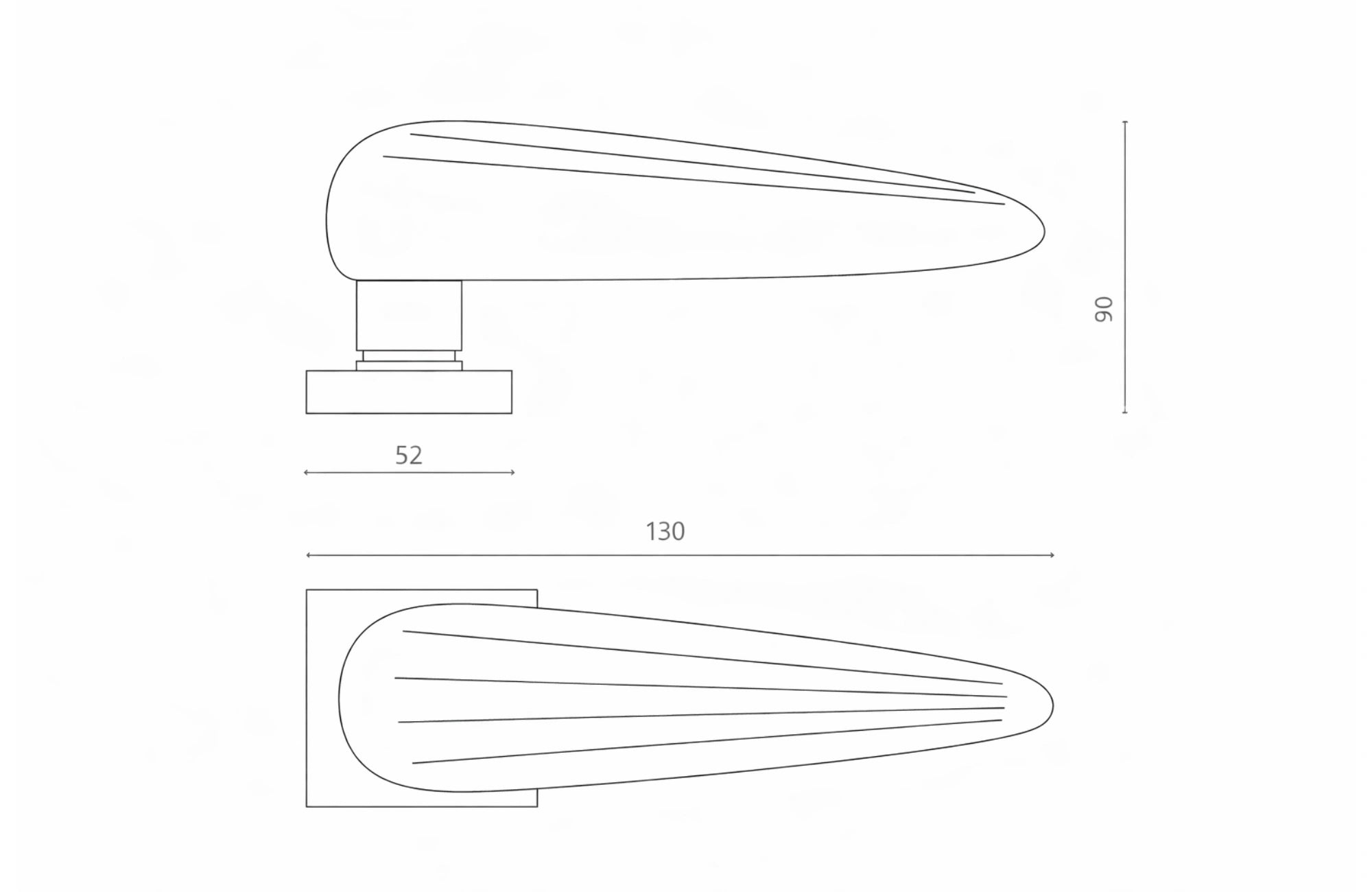 OKA Home Crystal Lever Handle on Square Rose and Cylinder Escutcheon