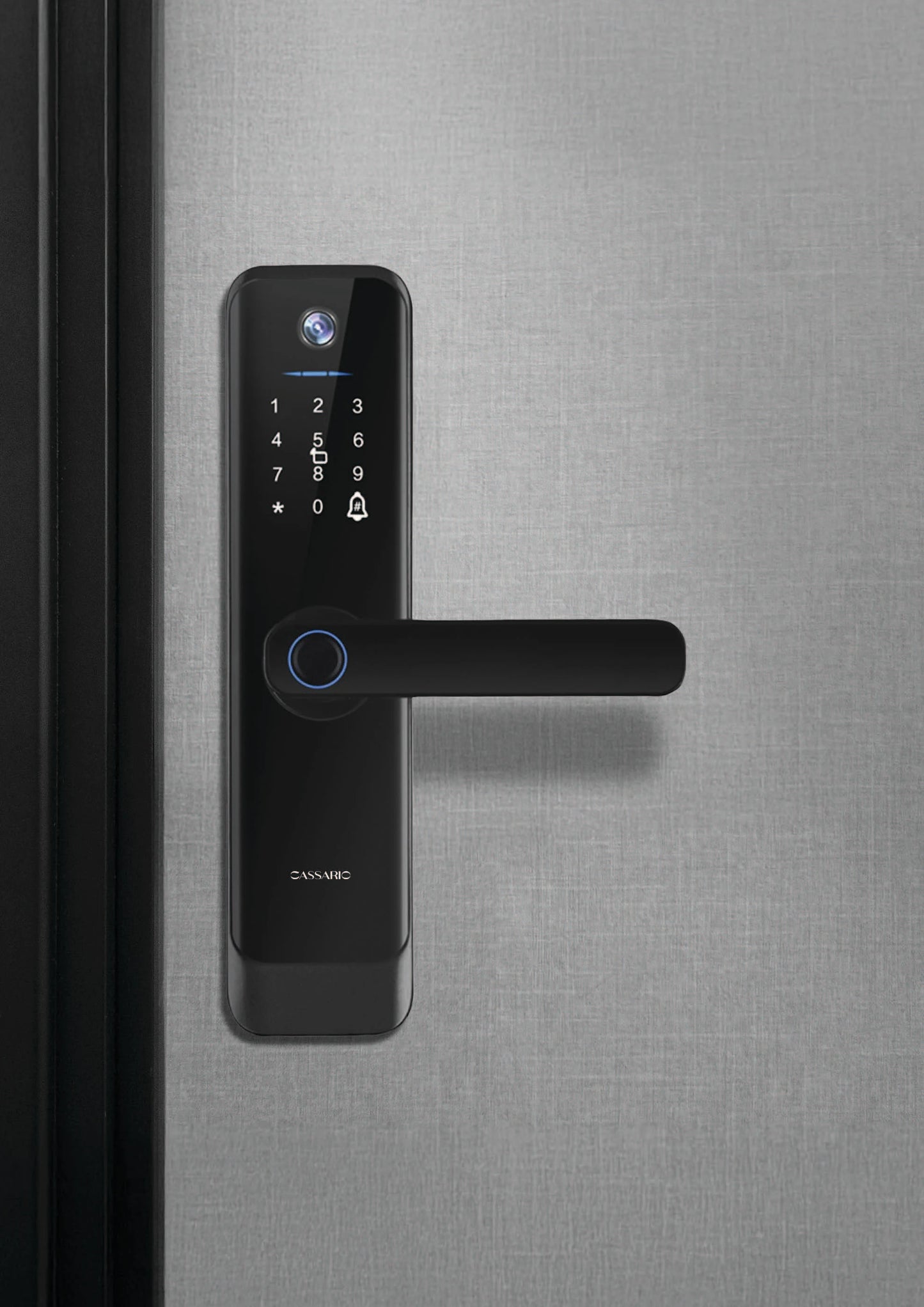 Cassario Neom Digital Smart Lock with Mobile Application, Fingerprint, Password, Cards and Keys, Black