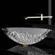 Glass Design Ice Oval Counter Top Wash Basin With Chrome Base and Ring Black 