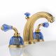 Crystal & Bronze DOME A MANETTES CANNELE. blue crystal 3hole basin mixer Crystal Gold C60-C1-1301