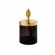 Cristal-et-Bronze CHISELED OBSIDIAN Small Q-tip jar Black