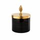 Cristal-et-Bronze CHISELED OBSIDIAN large Q-tip jar Black