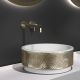 Glass Design Royal Absolute Counter Top Wash Basin Glossy White With Gold  