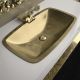 Glass Design Open Countertop Wash Basin Gold Leaf