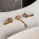 Perrin & Rowe Armstrong Wall Mounted Two Handle Basin Mixer Satin Brass